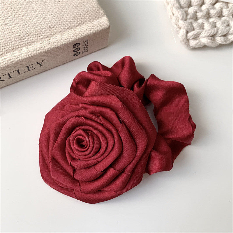 Satin Rose Large Intestine Hair Ring For Women