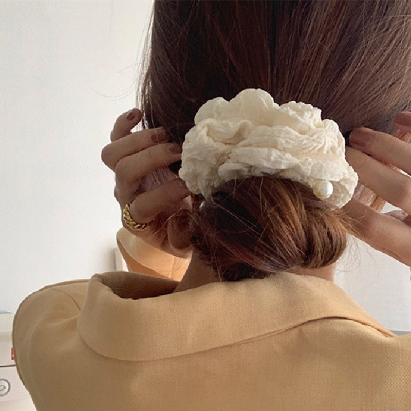 Cream Pearl Large Scrunchies