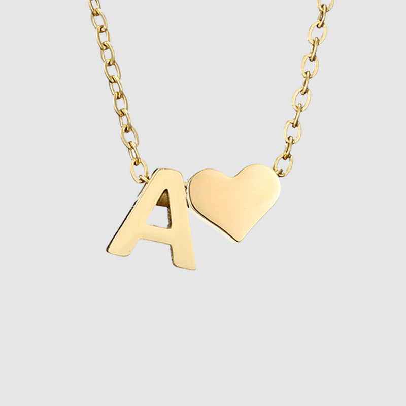 Simple Heart-shaped Letter Pendant Women's Gold-plated Necklace Clavicle Chain