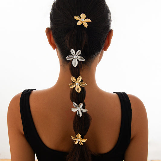 Five-petal Flower Alloy Hair Accessories Stylish Glossy