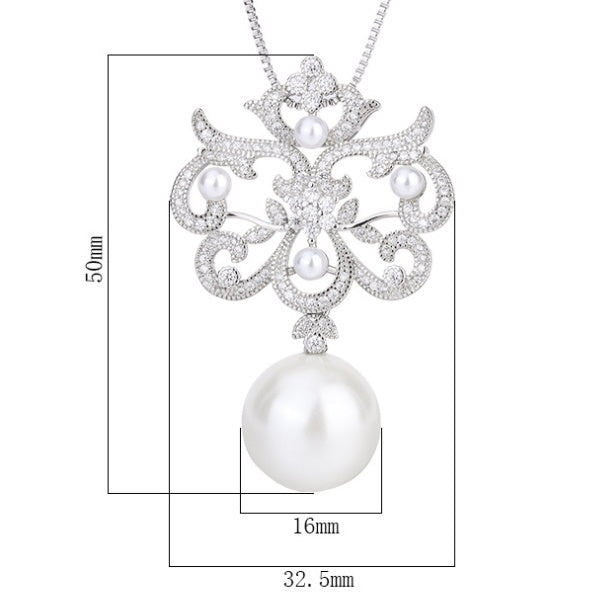 Pearl Diamond Pendant Necklace