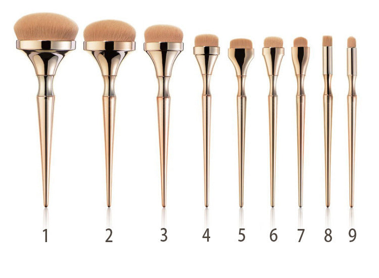 9 Gold Plating Toothbrush Type Makeup Brushes Suit