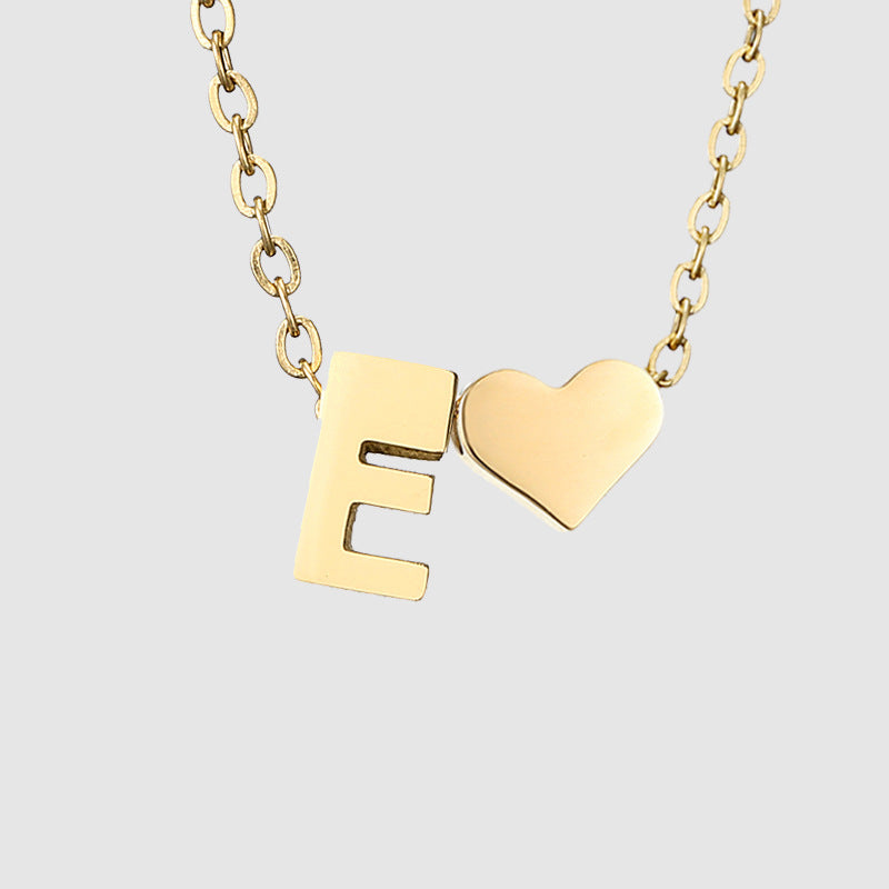 Simple Heart-shaped Letter Pendant Women's Gold-plated Necklace Clavicle Chain