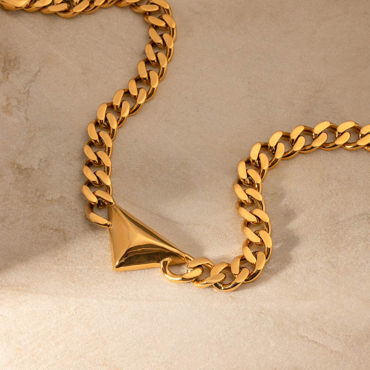 French Entry Lux Simple 18K Gold Stainless Steel Triangle Necklace