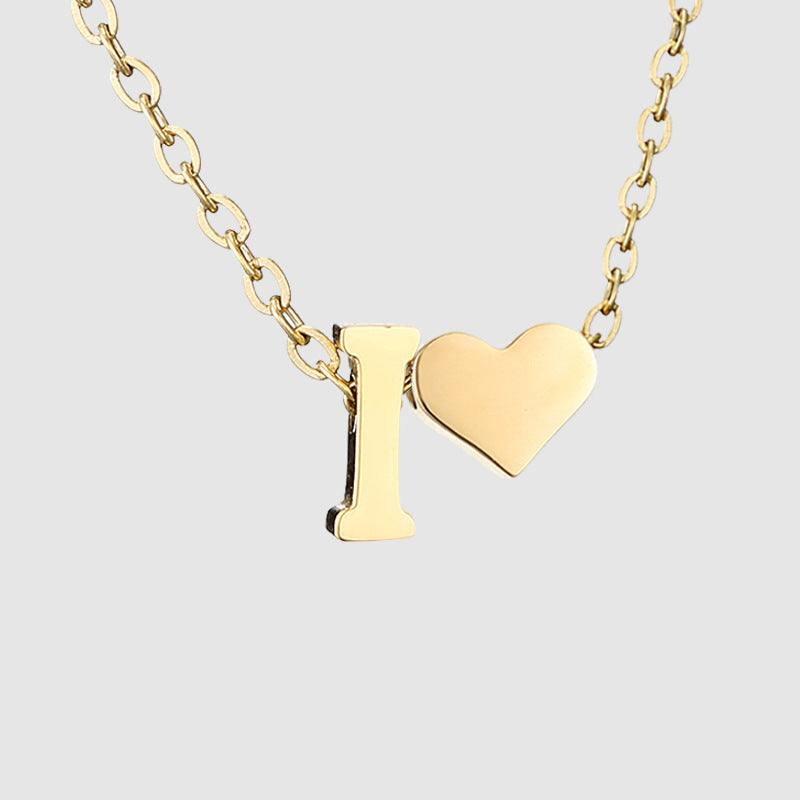 Simple Heart-shaped Letter Pendant Women's Gold-plated Necklace Clavicle Chain