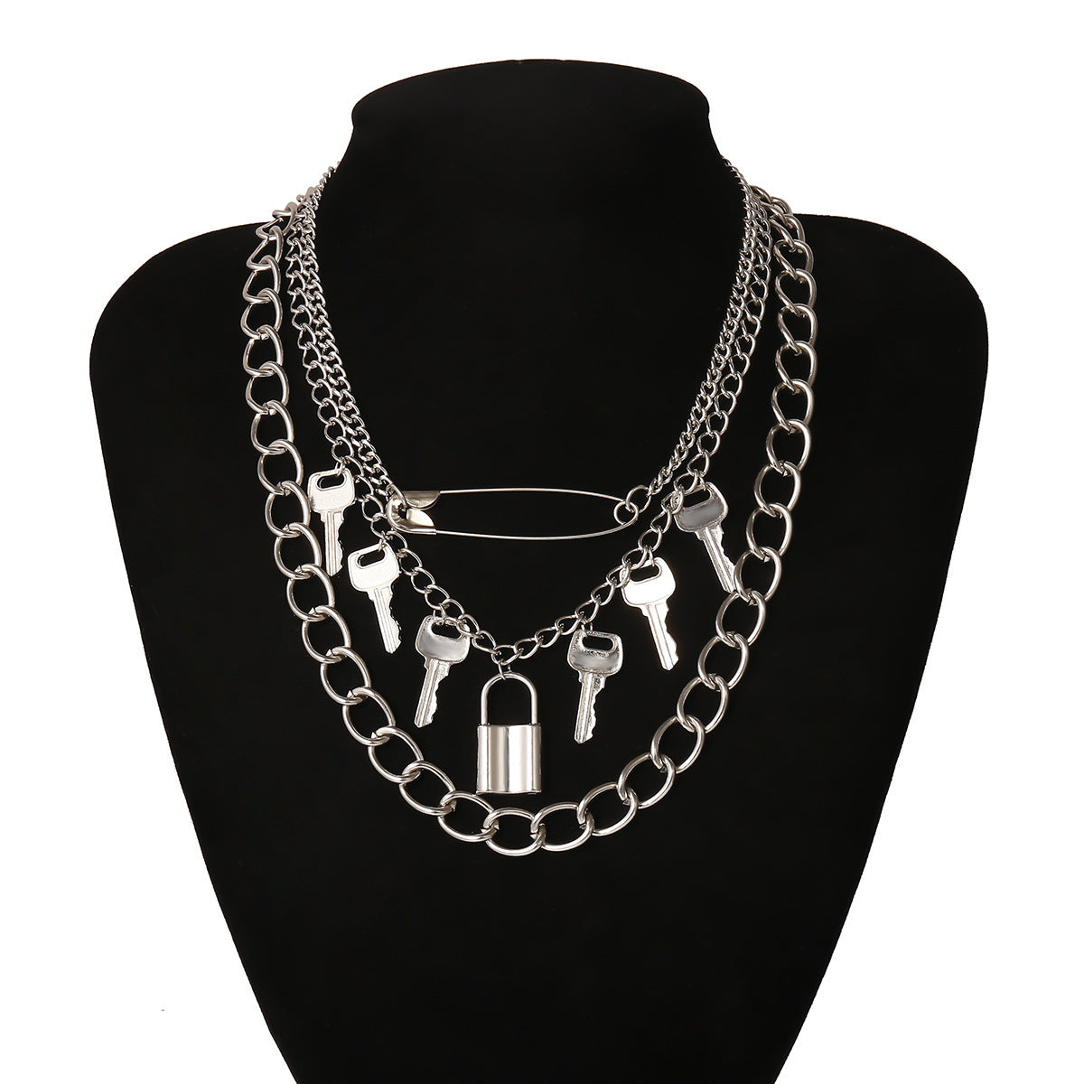 Key lock multilayer necklace