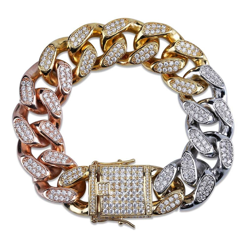 Full Zircon Jewelry Buckle Cuban Chain Bracelet