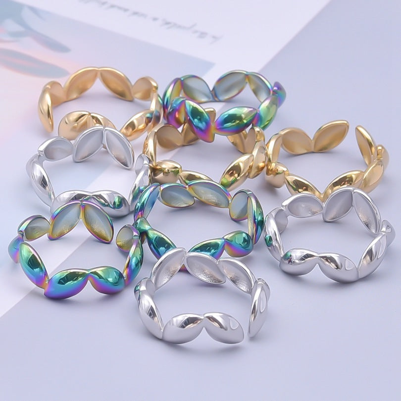 Stainless Steel Titanium Steel Ring Geometric Line Shape