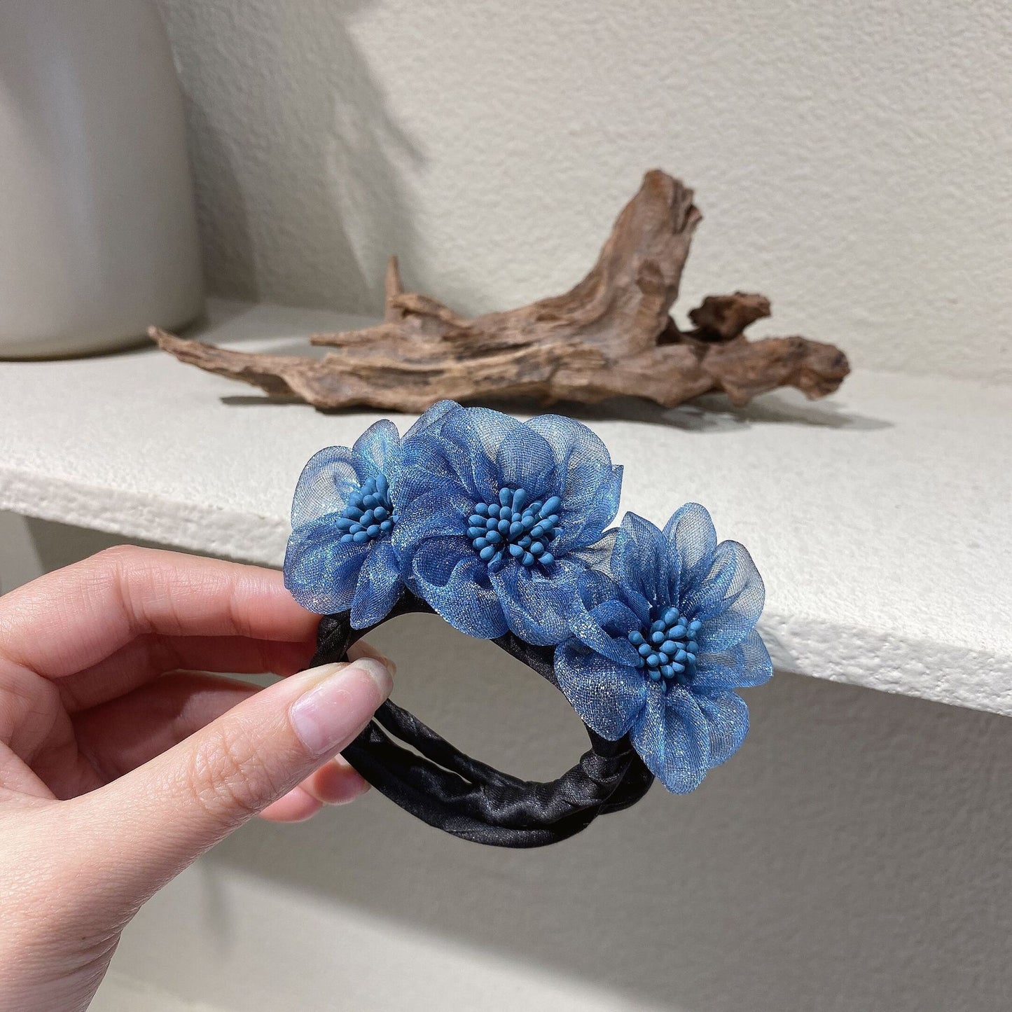 Head Pearl Flower Crystal Scrunchies