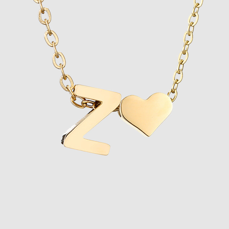 Simple Heart-shaped Letter Pendant Women's Gold-plated Necklace Clavicle Chain