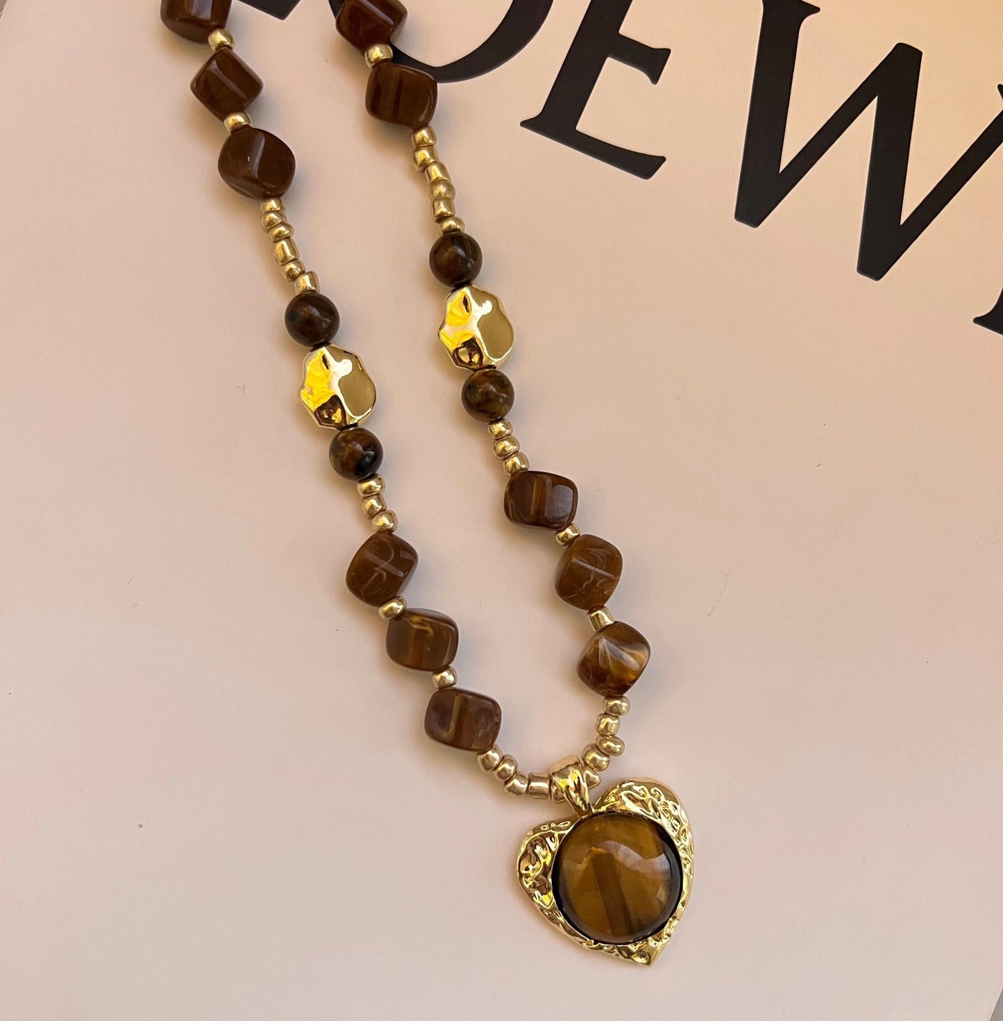 Madrid Holiday Natural Stone Tiger Eye Necklace