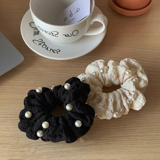 Cream Pearl Large Scrunchies