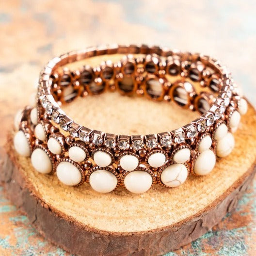 Fashion Vintage Inlaid Turquoise Rhinestone Alloy Bracelet Multi-layer