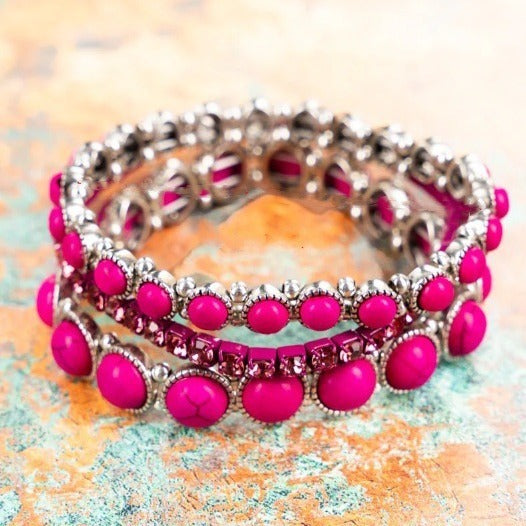 Fashion Vintage Inlaid Turquoise Rhinestone Alloy Bracelet Multi-layer