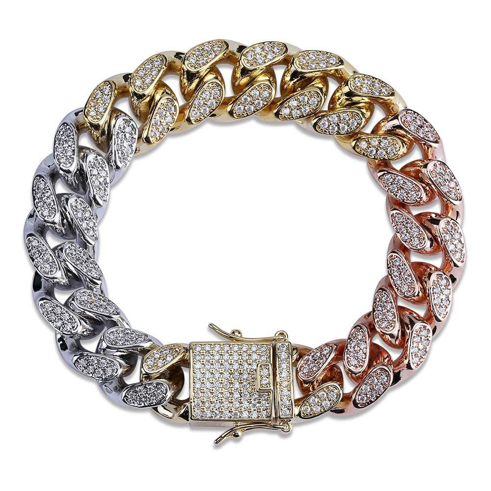 Full Zircon Jewelry Buckle Cuban Chain Bracelet