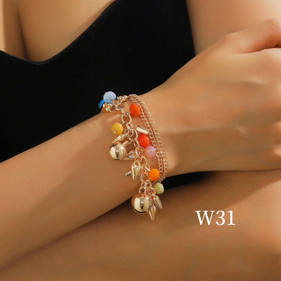 Bohemian Glass Crystal Mixed Color Multi-layer Bead Bracelet