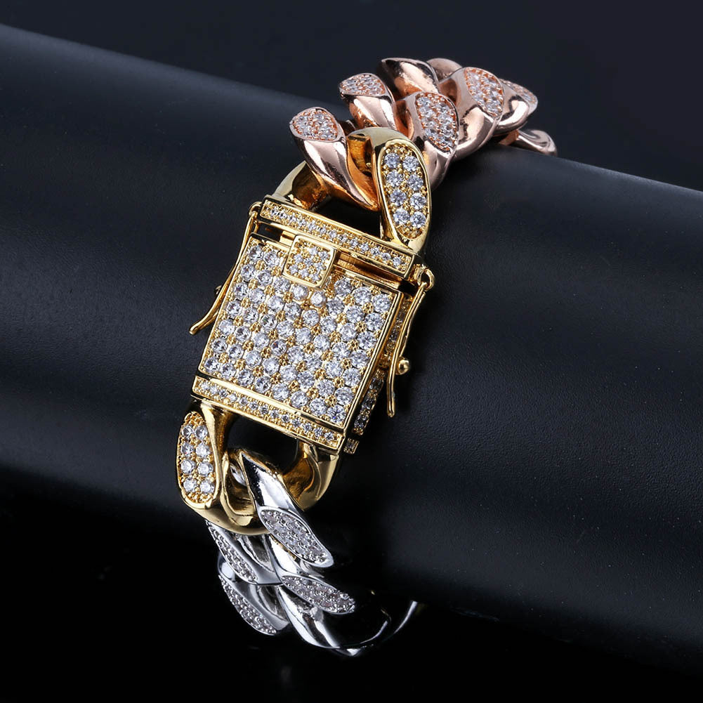 Full Zircon Jewelry Buckle Cuban Chain Bracelet