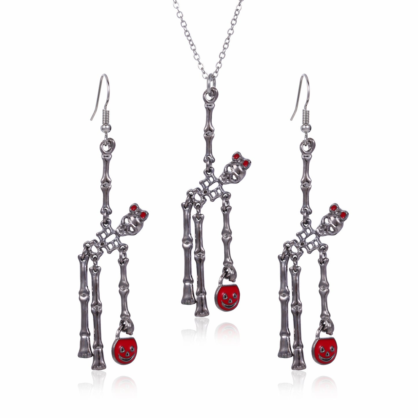 3pcs Skeleton Earrings And Necklace Set Creative