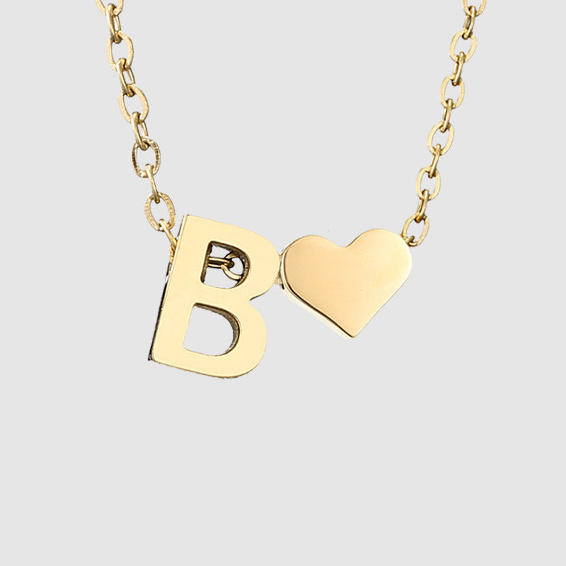 Simple Heart-shaped Letter Pendant Women's Gold-plated Necklace Clavicle Chain