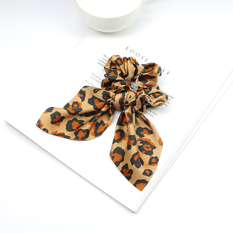 Ribbon Ponytail Large Intestine Leopard Hair Band