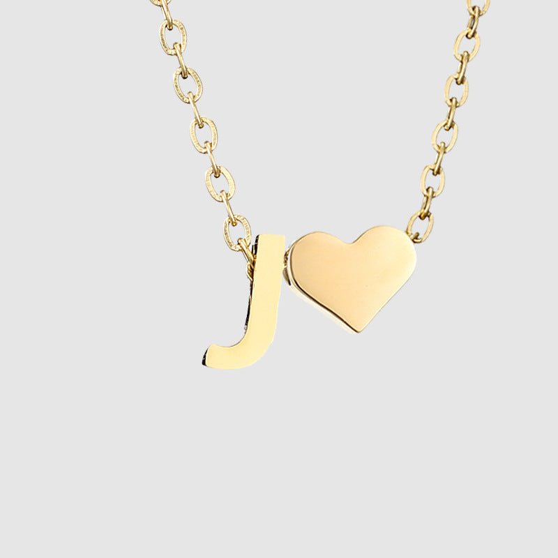 Simple Heart-shaped Letter Pendant Women's Gold-plated Necklace Clavicle Chain