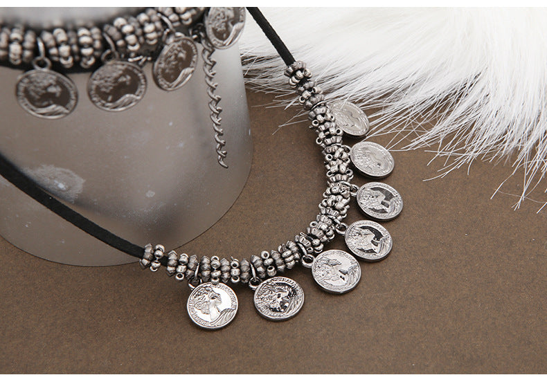 Double Layer Wax Rope Alloy Necklace