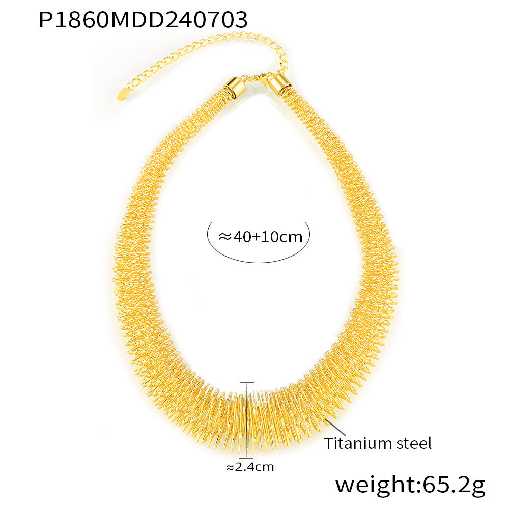 Trendy Collar Exaggerated Personalized Design Titanium Steel 18K Gold Plating