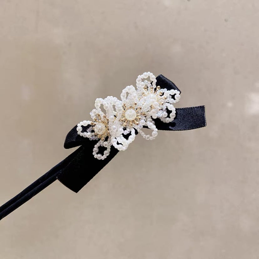 Head Pearl Flower Crystal Scrunchies