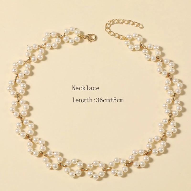 Ins Pearl Flowers Necklace