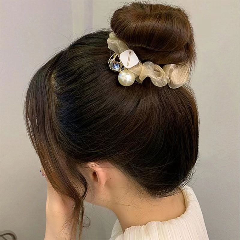 Light Luxury Pearl Organza Highly Elastic Hair Scrunchie