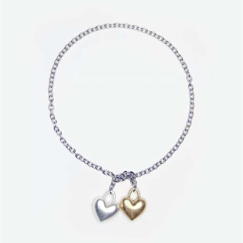 Thick Chain Long Love Heart Necklace