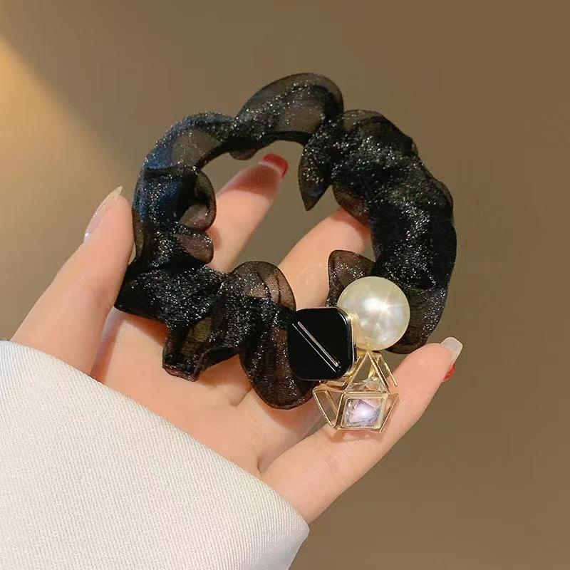 Light Luxury Pearl Organza Highly Elastic Hair Scrunchie