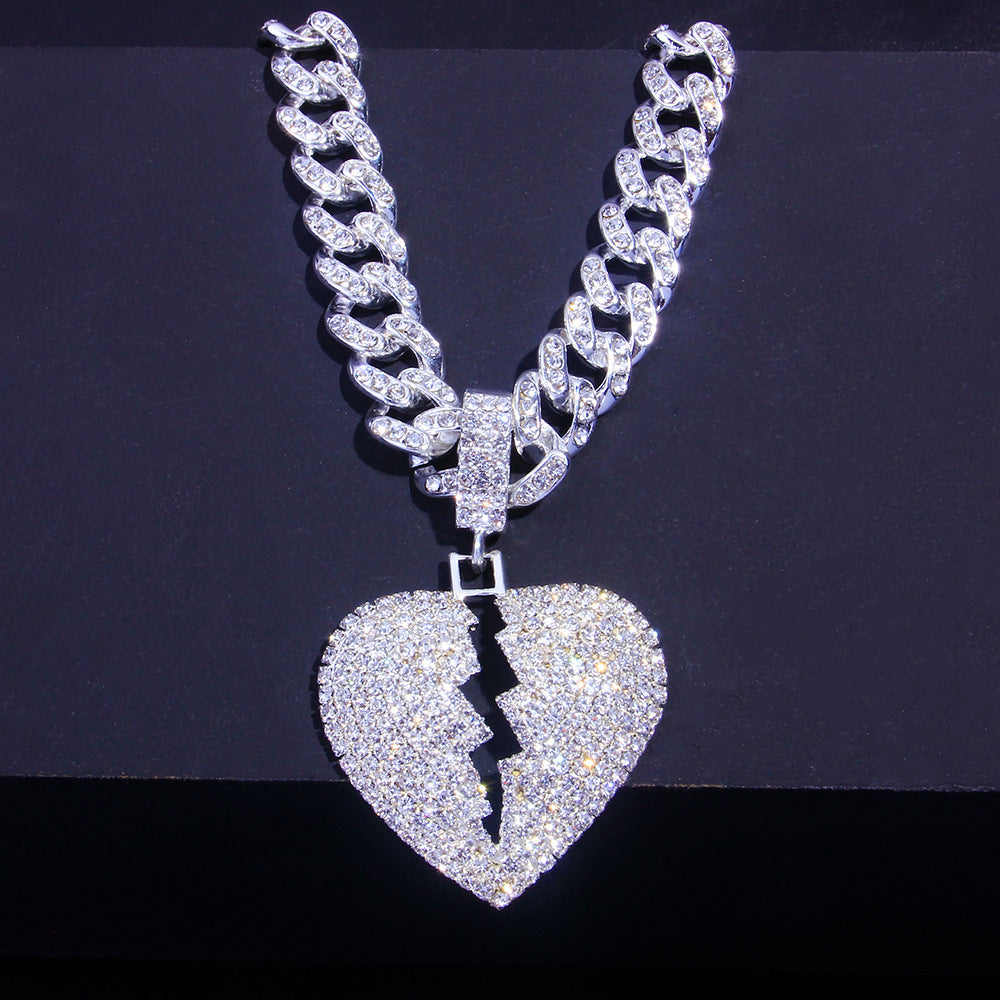 Broken Heart-shaped Hip-hop Cuban Necklace