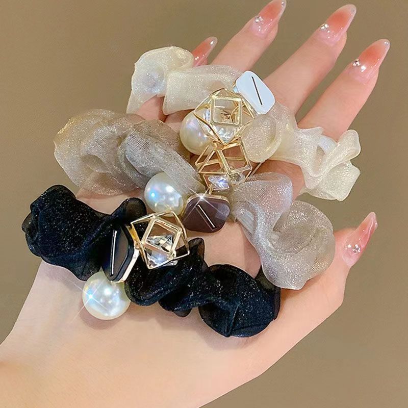 Light Luxury Pearl Organza Highly Elastic Hair Scrunchie