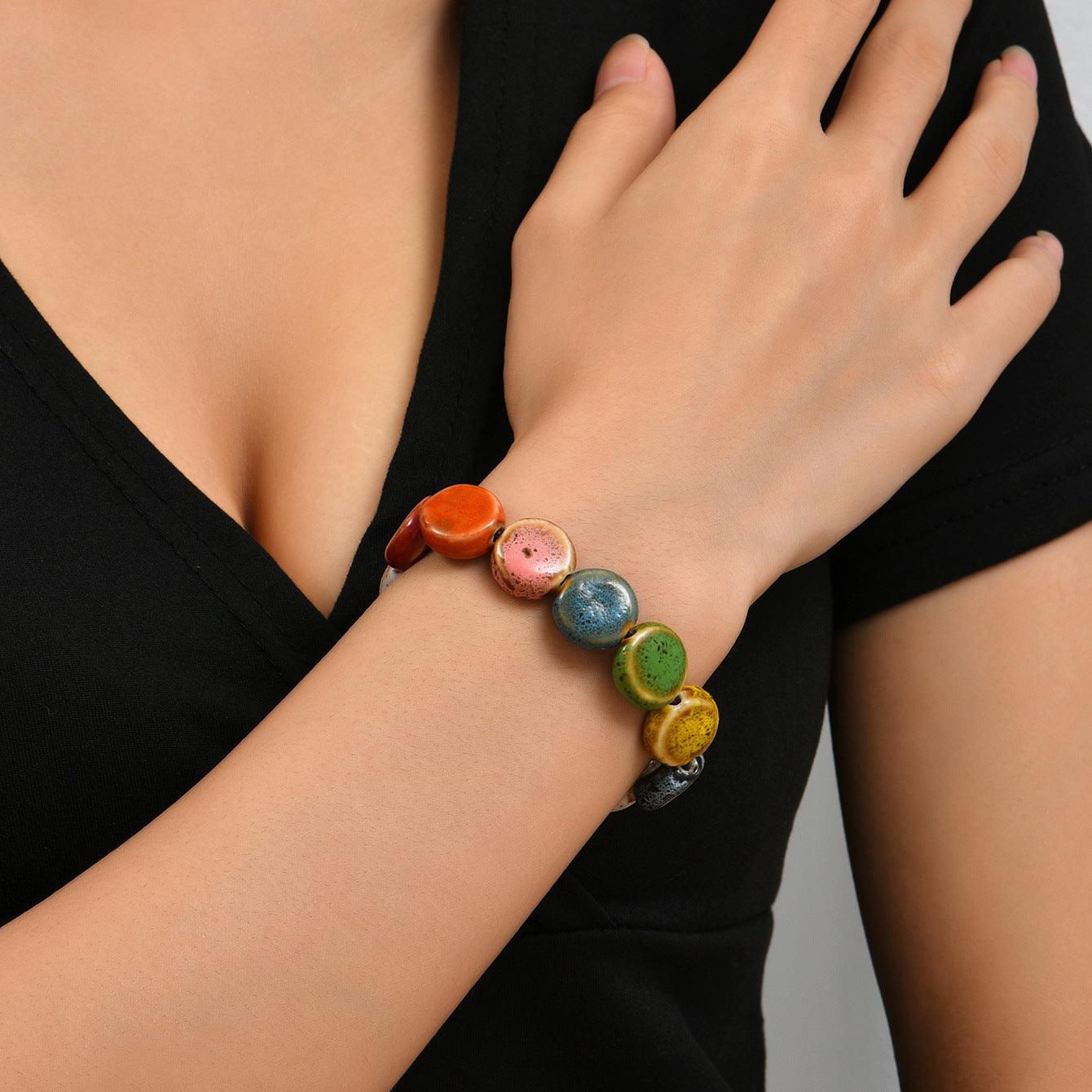 Glaze Bead Ethnic Bracelet