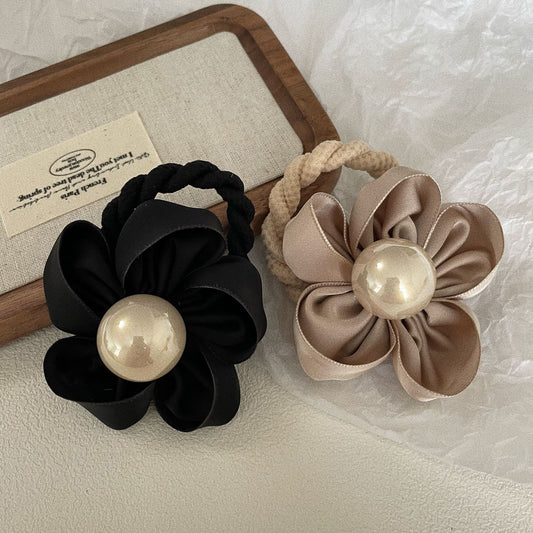 Pearl Handmade Flower Scrunchie