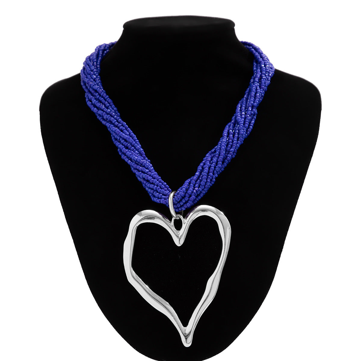 Exaggerated Bead Multi-layer Heart-shaped Pendant Necklace