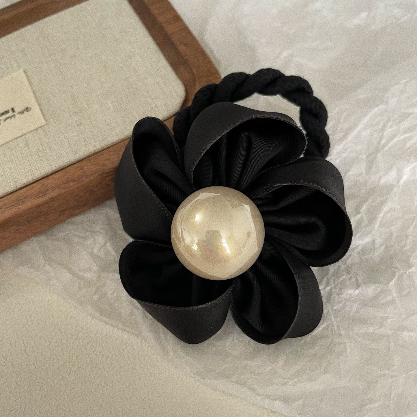 Pearl Handmade Flower Scrunchie