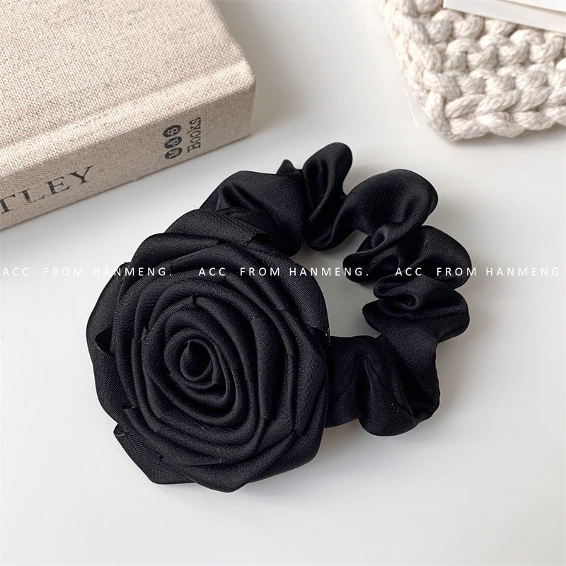 Satin Rose Large Intestine Hair Ring For Women