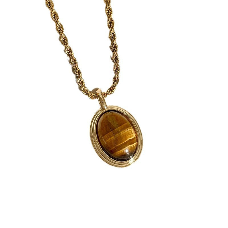 Maillard Oval Tiger Eye Necklace