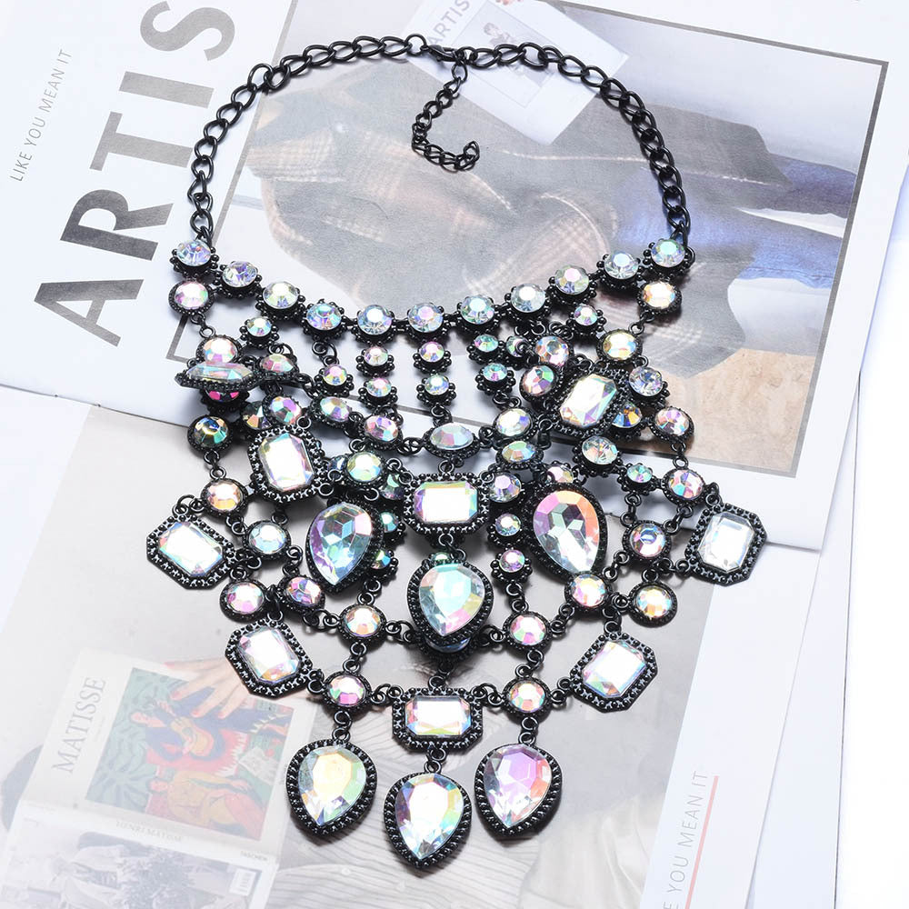 Retro Multi-layer Style Alloy Inlaid Jewel Necklace