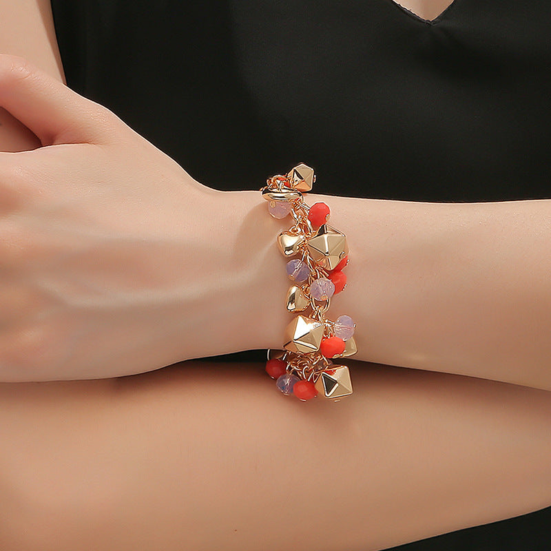 Bohemian Glass Crystal Mixed Color Multi-layer Bead Bracelet