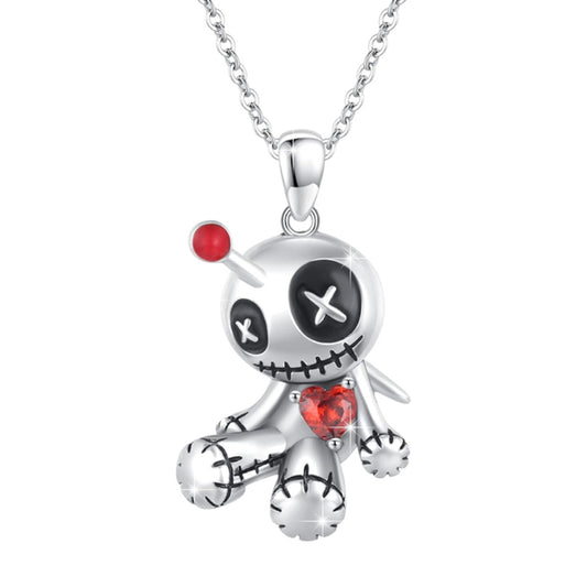 Cartoon Red Heart Voodoo Doll Necklace