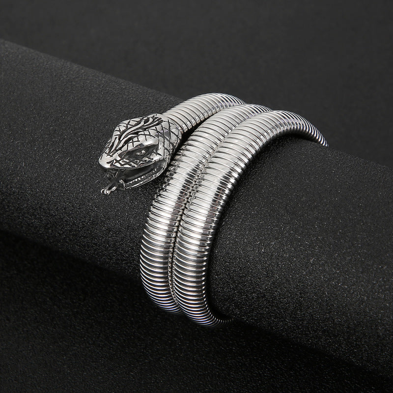 Stainless Steel Snake Wrap Around Bracelet