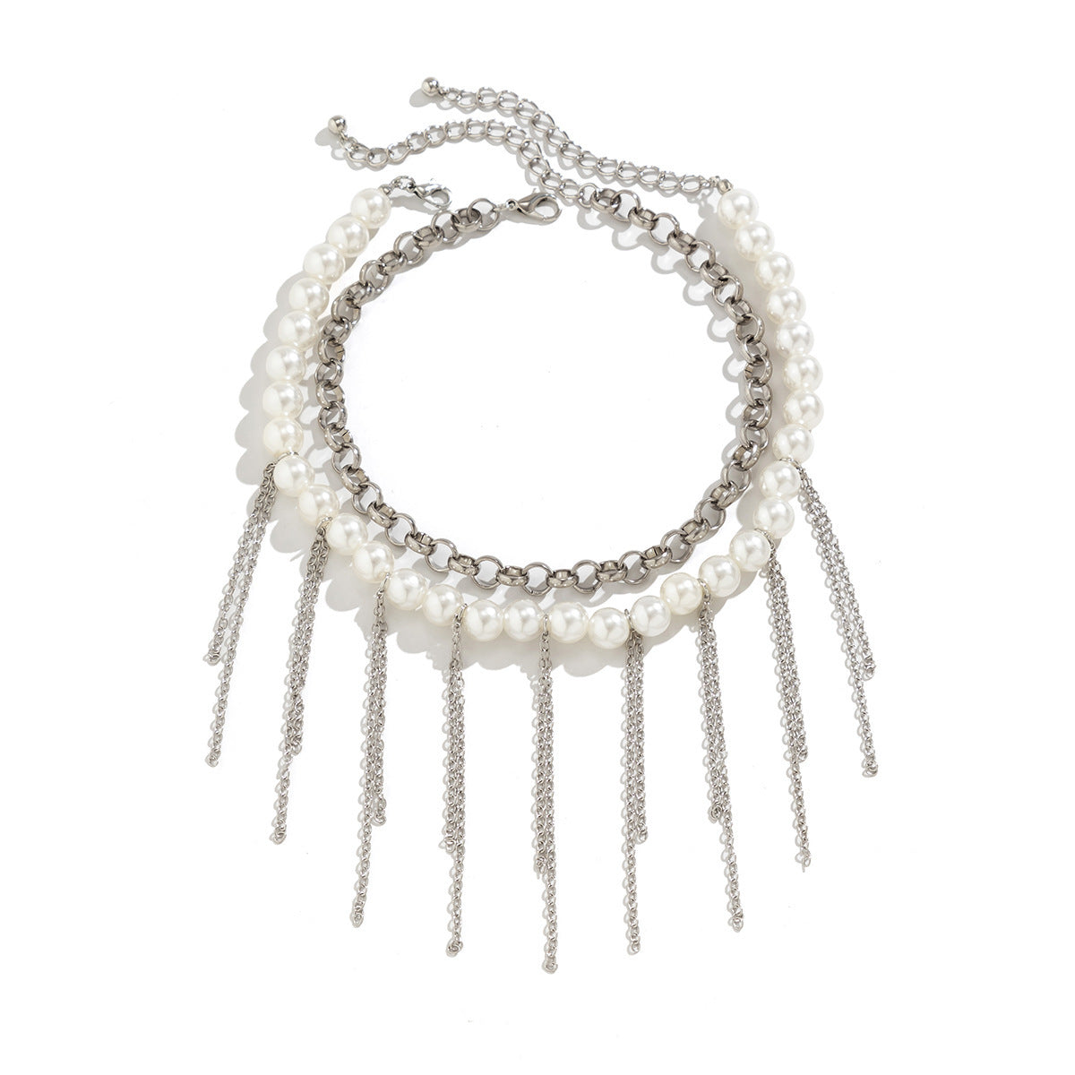 Pearl Tassel Fun Design Double-layer Retro Necklace