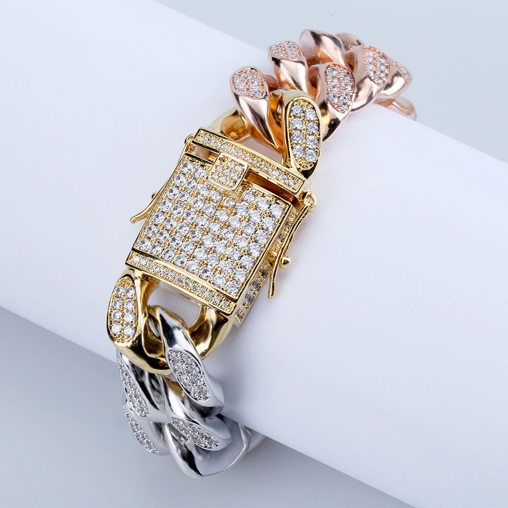 Full Zircon Jewelry Buckle Cuban Chain Bracelet