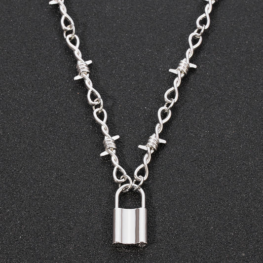 Fashion Thorns Lock Head Pendant Necklace