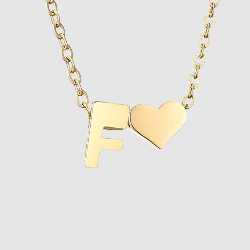 Simple Heart-shaped Letter Pendant Women's Gold-plated Necklace Clavicle Chain