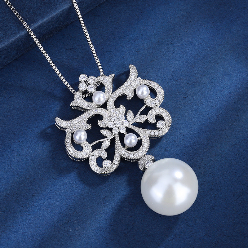 Pearl Diamond Pendant Necklace