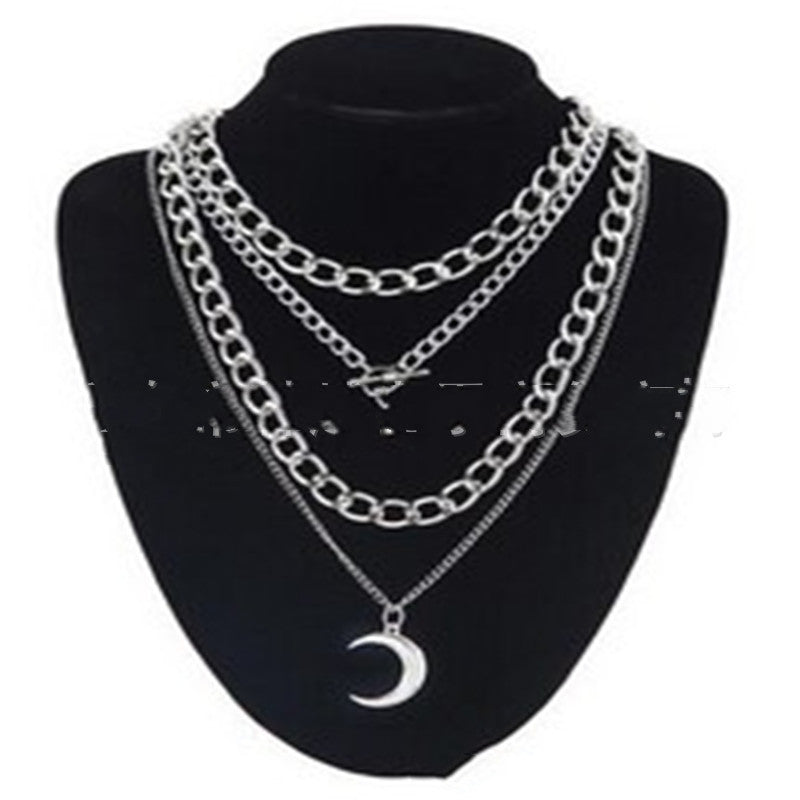 Multi-layer Metal Chain Can  Peach Heart Lock Necklaces